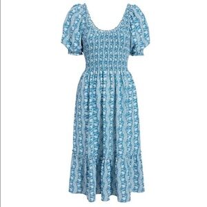Hill House | Louisa Nap Dress in Trailing Vine Blue Crepe, Size M